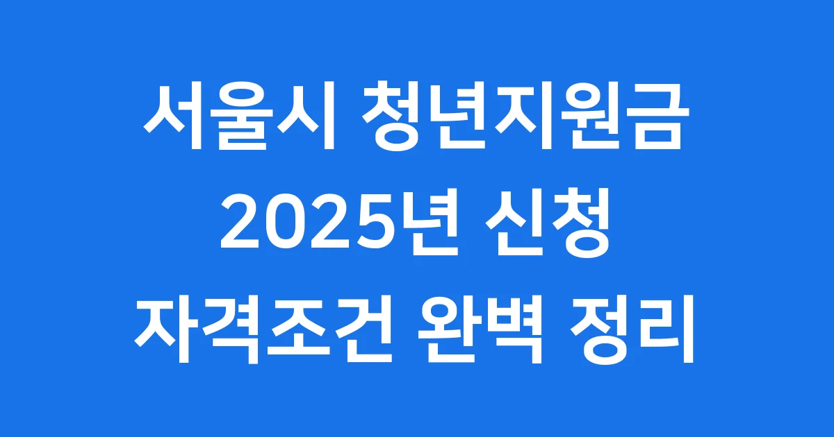 서울시 청년지원금 2025 신청 자격 조건